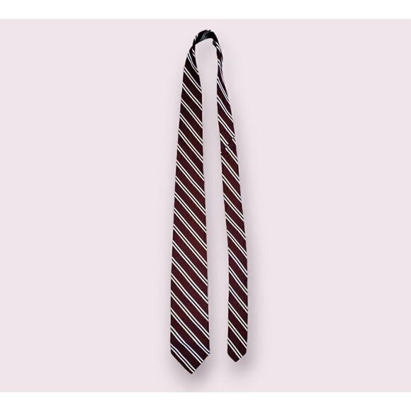 Brooks Brothers Makers Burgundy, Green & Silver Striped Necktie Tie Preppy | Ivy - Picture 4 of 4